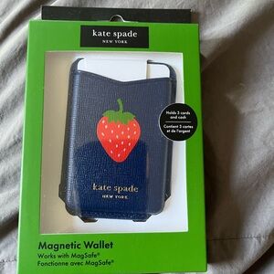 Kate Spade Navy Blue Strawberry Magnetic Wallet